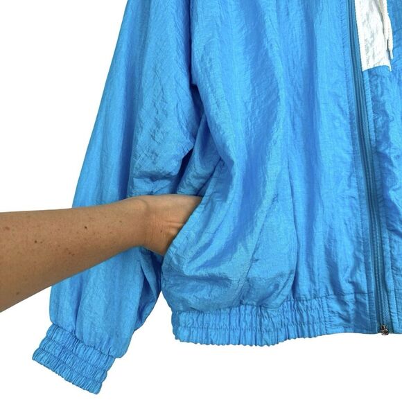 Vintage Blair 90s Windbreaker Jacket M Blue Orange Neon Full Zip Gorpcore 80s - Picture 4 of 12